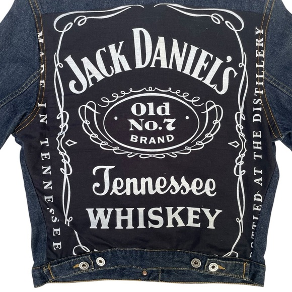 Jack Daniel’s Denim Jacket Madz Custom Size M Rocker BikerCore Goth Metal Vibe - Picture 5 of 16